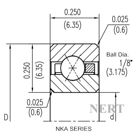 NKA-X(Φ6.35)等截面薄壁四點接觸球軸承剖面圖